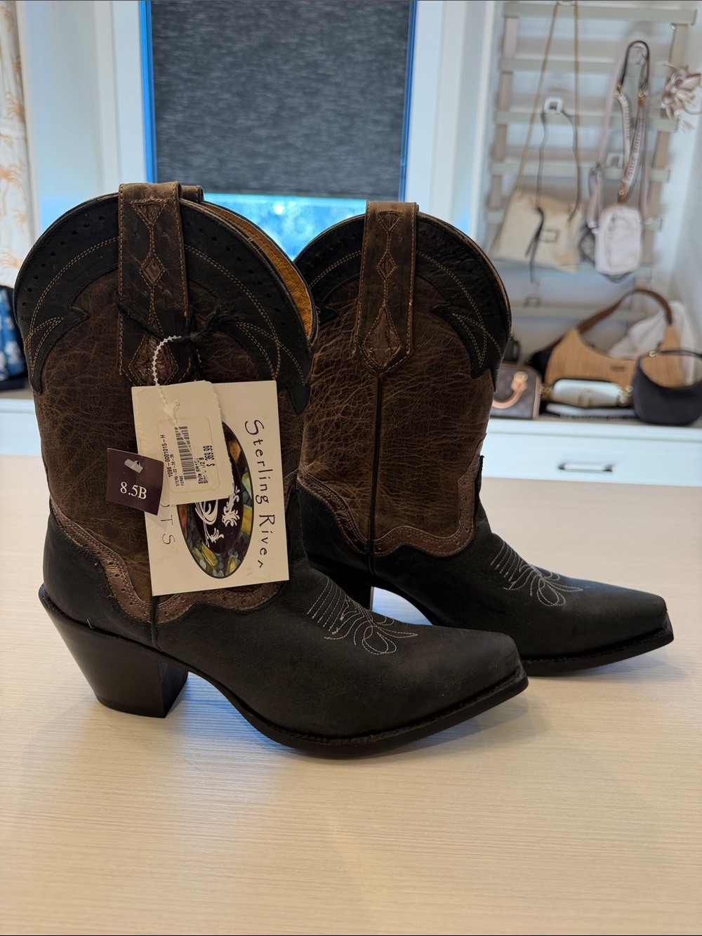 Women's Brown and Black Western Ankle Boots